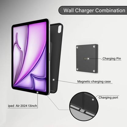 Zilvex iPad Air 2024 M2 13-cola Mura Stacio Mura Monto Potenco Sendrata Ŝarga Tablojdo Stando iPad Air M2 Kongrua 