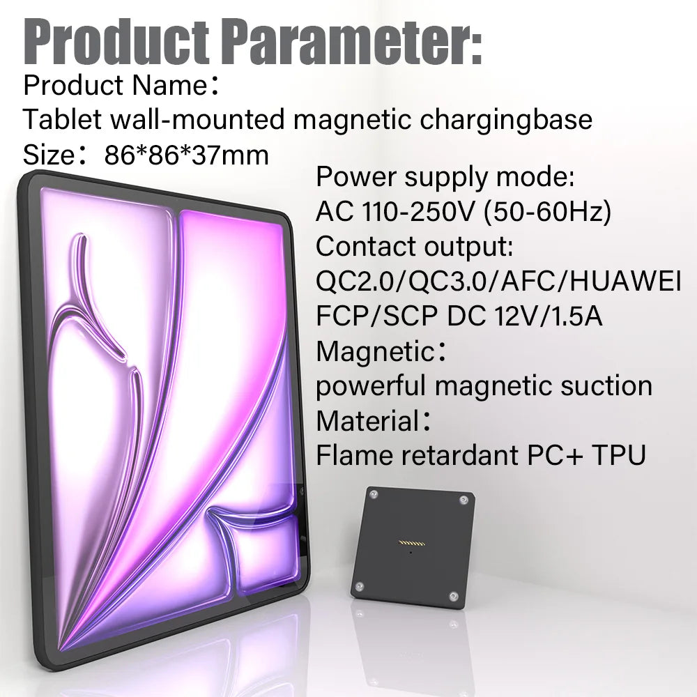 Zilvex iPad Air 2024 M2 13-cola Mura Stacio Mura Monto Potenco Sendrata Ŝarga Tablojdo Stando iPad Air M2 Kongrua 