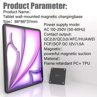 Zilvex iPad Air 2024 M2 13-cola Mura Stacio Mura Monto Potenco Sendrata Ŝarga Tablojdo Stando iPad Air M2 Kongrua 