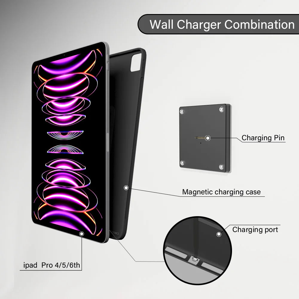 iPad Tablets Stand Wall Mount Charger Wireless Charging Holder Adapter For iPad Pro 12.9 Inch With Strong Magnetic