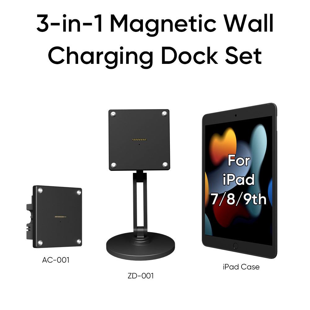 Magnetic Charging Dock Kit for iPad丨Wall Mount AC+Desk Stand+Case(iPad/Mini/Air/Pro)