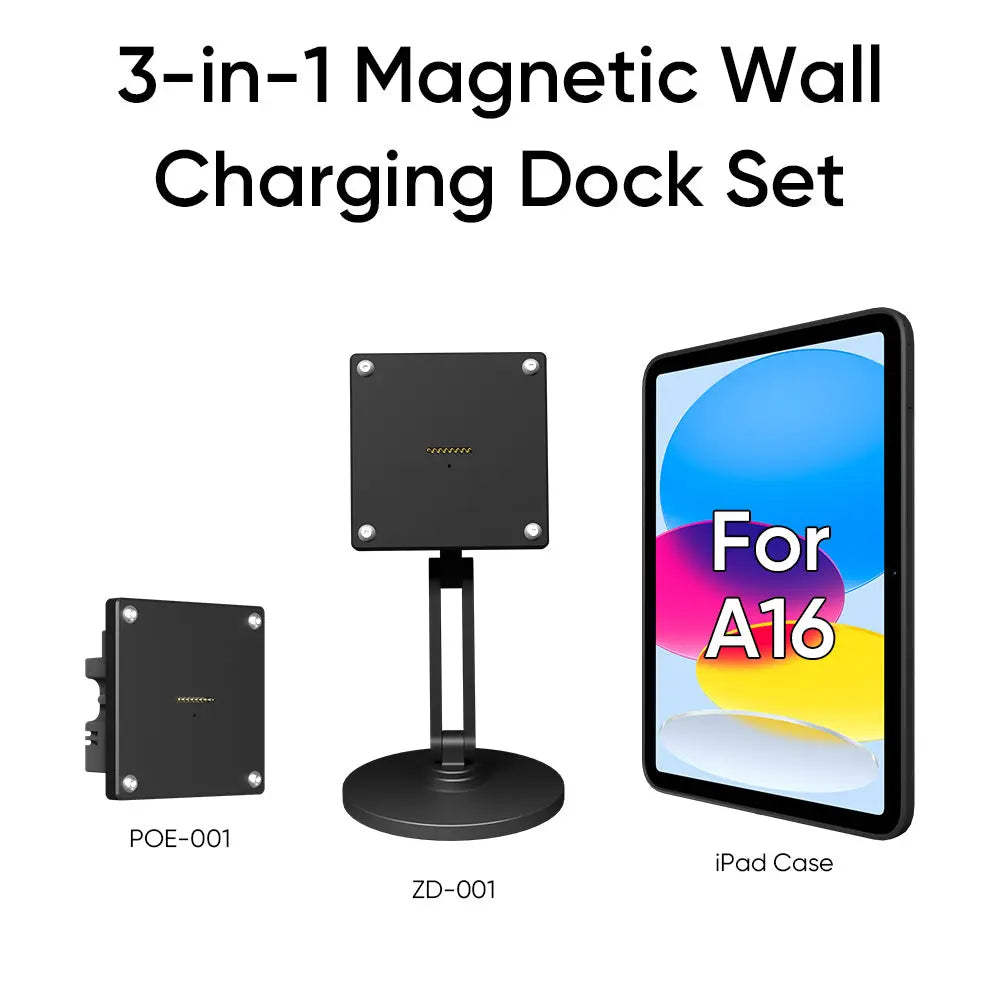 Magnetic Charging Dock Kit for iPad丨Wall Mount POE+Desk Stand+Case(iPad/Mini/Air/Pro） Zilvex
