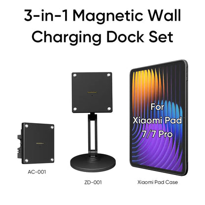 Magnetic Charging Dock Kit for Xiaomi Pad丨Wall Mount AC+Desk Stand+Case(XIaomi/Redmi） Zilvex